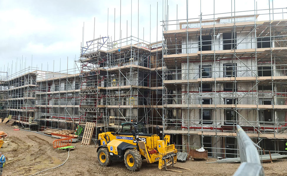 Commercial apartments being constructed as an example of the work undertaken by roof joists specialists Merronbrook