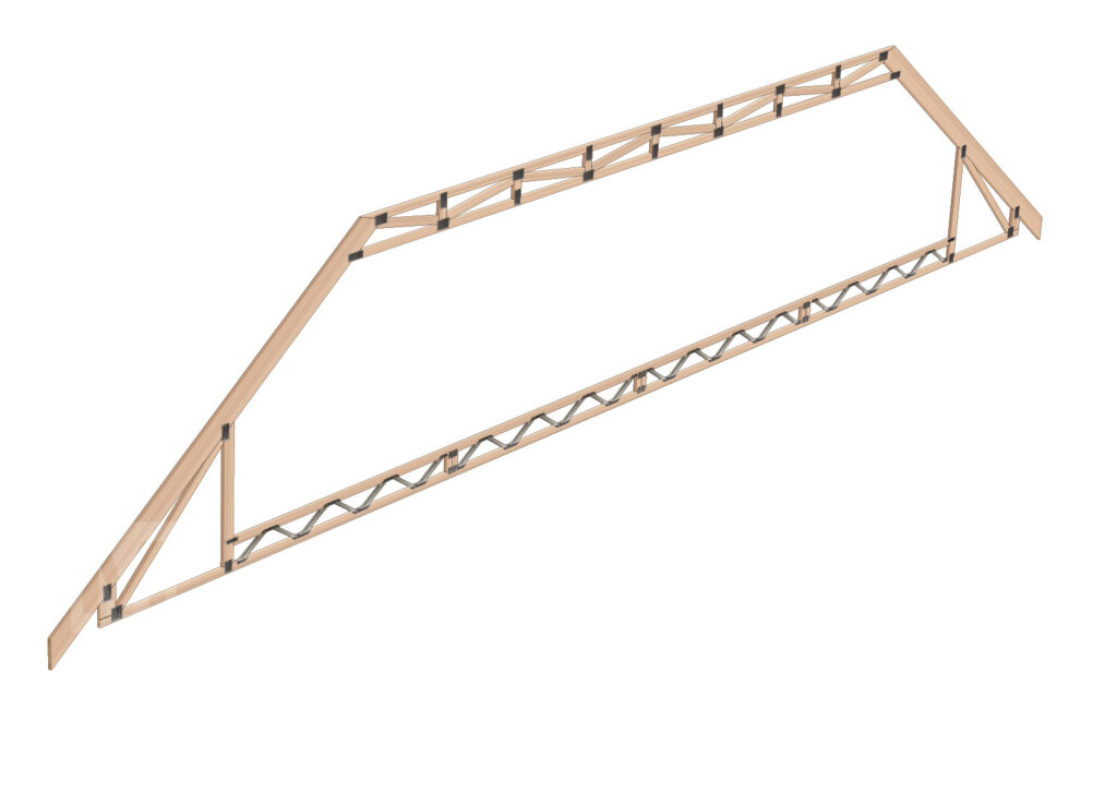 Diagram of attic truss to illustrate the work of timber frame construction and roof joists etc carried out by Merronbrook Ltd